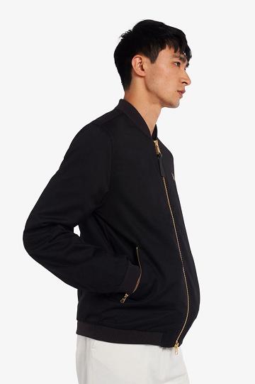 Black Fred Perry Twill Bomber Men's Jackets | PH 1269XYUF